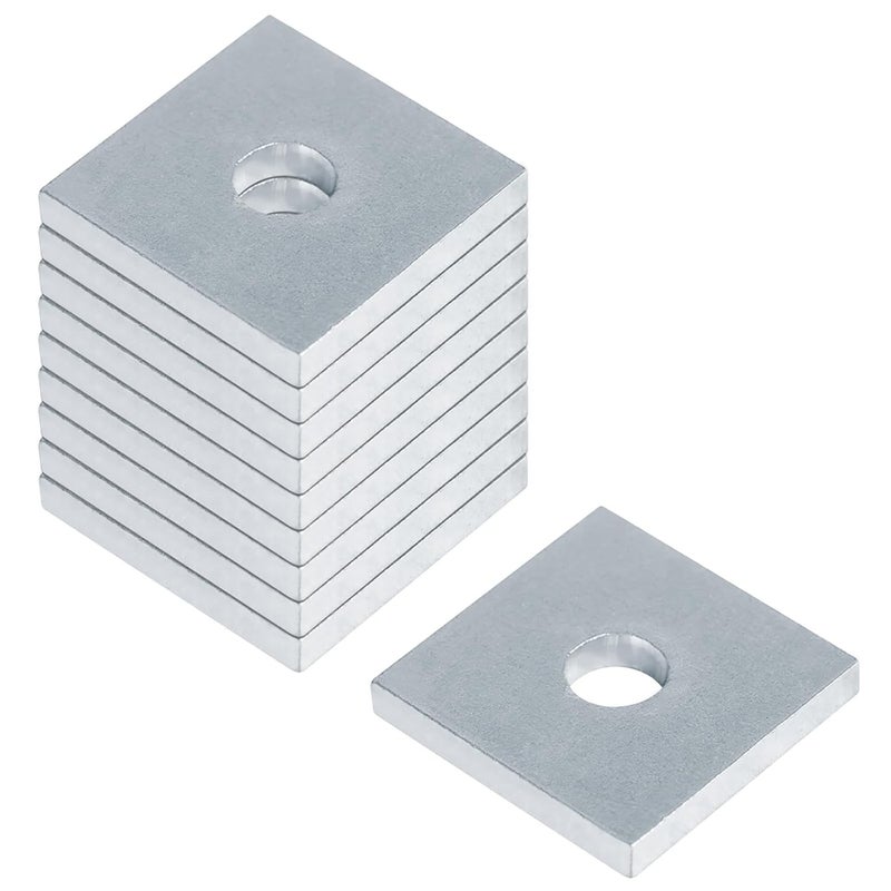 heneng 10 Pcs 7/32" Thick Steel Square Plate Washer, 1/2"(ID) x 2" x 2", Flat Bearing Plate Washer - Image 1